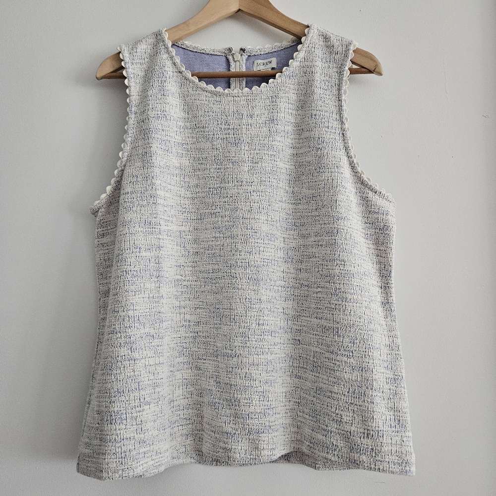 J. Crew Factory Textured Tank Top With Scallop Trim NWT